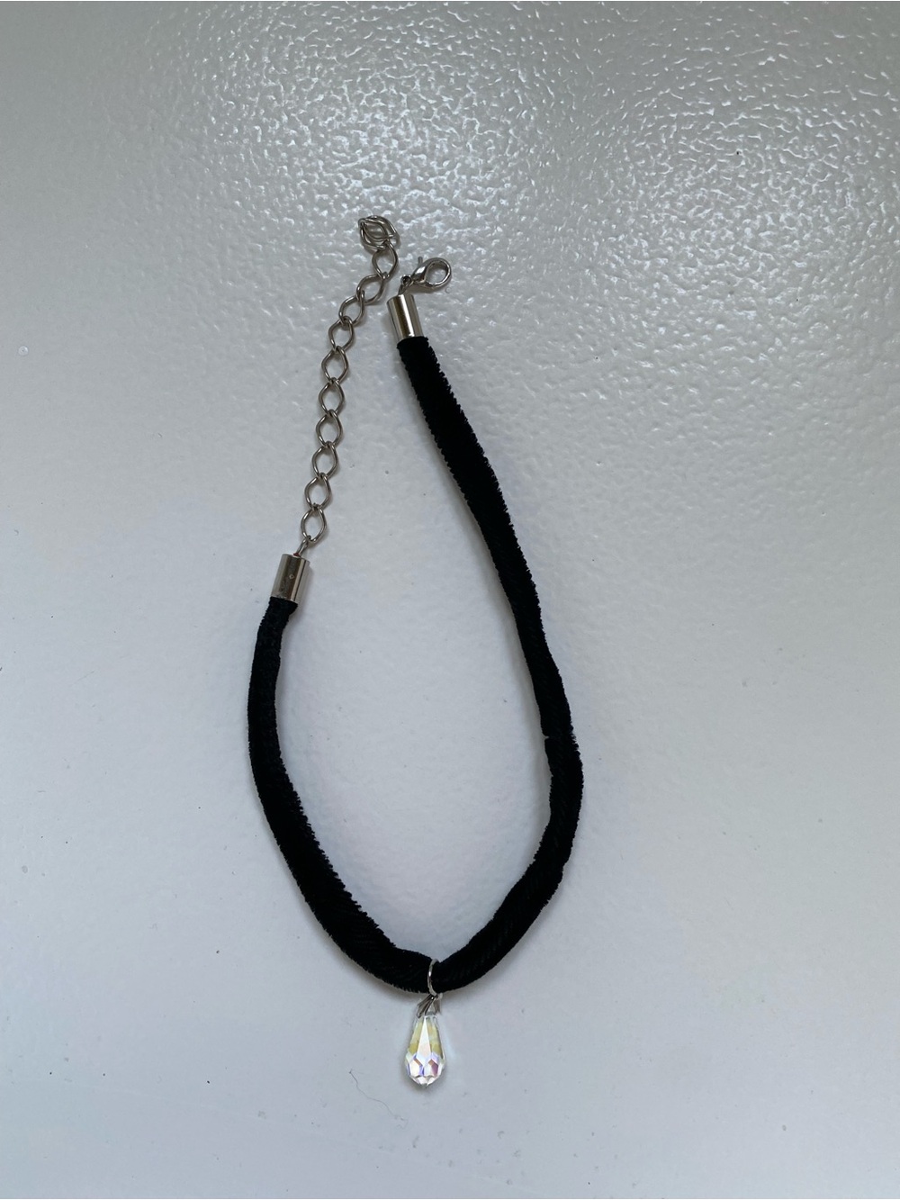 Black Velvet Choker Necklace with Crystal Teardrop